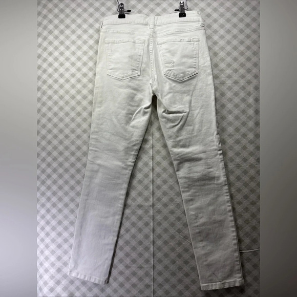 Banana Republic Distressed Jeans Womens 24/00 Petite Skinny Fit Zip Front White - Picture 2 of 8